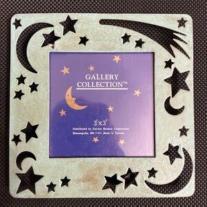 Vintage Gallery Collection Brass painted teal Photo Frame W/shooting Stars& moon